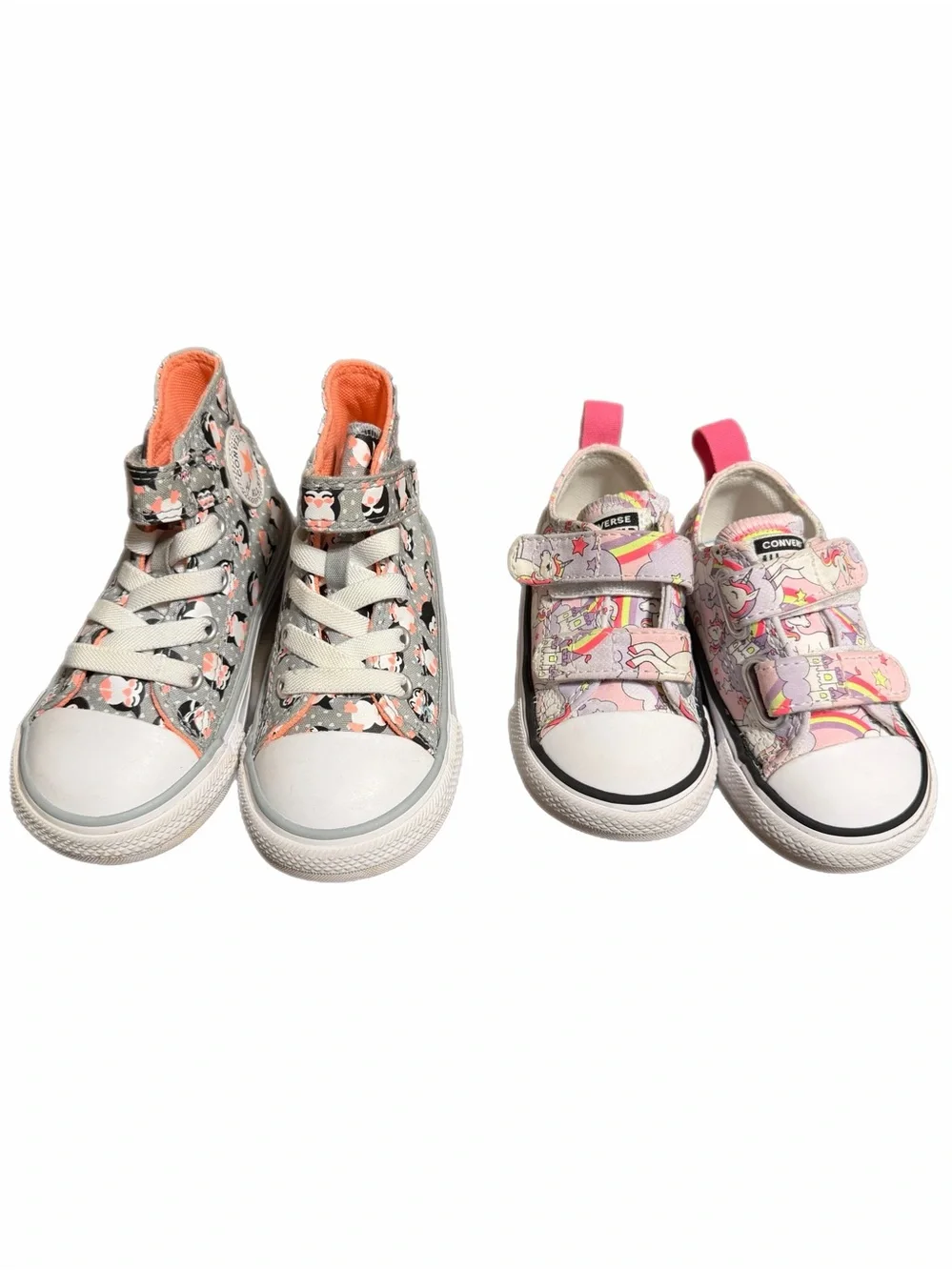 Lot of 2 Converse Allstar Chuck Taylor Toddler Girl Owl 7 High top Unicorn 5 low